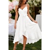image:imageCocktail Dresses for Women Wedding Guest Midi High Low Spaghetti Strap Ruffle Hem Graduation Party ElegantWhite