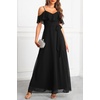 image:imageFormal Dresses for Women  Off the Shoulder Wedding Guest Bridesmaid Prom Chiffon Flowy Split ALine Long DressBlack