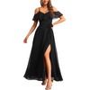 image:imageFormal Dresses for Women  Off the Shoulder Wedding Guest Bridesmaid Prom Chiffon Flowy Split ALine Long DressBlack