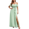 image:imageFormal Dresses for Women  Off the Shoulder Wedding Guest Bridesmaid Prom Chiffon Flowy Split ALine Long DressSage Green