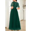 image:imageFormal Dresses for Women Prom Evening Gown Sequin Tulle V Neck Ruffle Short Sleeve Empire Waist A Line Long DressDark Green