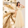 image:imageFormal Dresses for Women Prom Evening Gown Sequin Tulle V Neck Ruffle Short Sleeve Empire Waist A Line Long DressGold