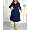 image:imageNavy Blue Dress for Women Plus Size Wedding Guest Dresses Midi Fall Church Cocktail Semi Formal 34 Sleeve Aline Dress