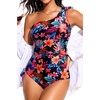 image:imageOne Shoulder One Piece Swimsuits  Women Tummy Control Bathing Suits Ruched Full Coverage Side Tie SwimwearMulti Floral