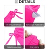 image:imageOne Shoulder One Piece Swimsuits  Women Tummy Control Bathing Suits Ruched Full Coverage Side Tie SwimwearPink