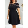 image:imagePlus Size Cocktail Dress  Lace Wedding Guest Party Crew Neck Short A Line Dresses WomenBlack