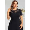 image:imagePlus Size Cocktail Dress  Lace Wedding Guest Party Crew Neck Short A Line Dresses WomenBlack
