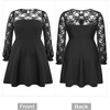 image:imagePlus Size Cocktail Dress  Lace Wedding Guest Party Crew Neck Short A Line Dresses WomenBlack Long Sleeve