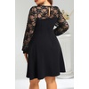 image:imagePlus Size Cocktail Dress  Lace Wedding Guest Party Crew Neck Short A Line Dresses WomenBlack Long Sleeve