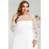 image:imagePlus Size Cocktail Dress  Lace Wedding Guest Party Crew Neck Short A Line Dresses WomenWhite Long Sleeve