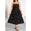 image:imagePlus Size Cocktail Dresses  Velvet Party Summer Formal Wedding Guest Sleeveless Spaghetti Strap Floral Midi DressBlack Floral