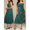 image:imagePlus Size Cocktail Dresses  Velvet Party Summer Formal Wedding Guest Sleeveless Spaghetti Strap Floral Midi DressBronze Teal Floral