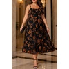 image:imagePlus Size Cocktail Dresses  Velvet Party Summer Formal Wedding Guest Sleeveless Spaghetti Strap Floral Midi DressBrown Floral