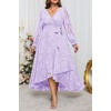 image:imagePlus Size Dresses Wedding Guest  Fall Semi Formal Floral Long Sleeve Wrap V Neck High Low Maxi Dress with Belt WomenLight Lavender
