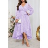image:imagePlus Size Dresses Wedding Guest  Fall Semi Formal Floral Long Sleeve Wrap V Neck High Low Maxi Dress with Belt WomenLight Lavender