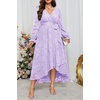 image:imagePlus Size Dresses Wedding Guest  Fall Semi Formal Floral Long Sleeve Wrap V Neck High Low Maxi Dress with Belt WomenLight Lavender