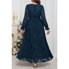 image:imagePlus Size Dresses Wedding Guest  Fall Semi Formal Floral Long Sleeve Wrap V Neck High Low Maxi Dress with Belt WomenNavy Blue
