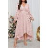 image:imagePlus Size Dresses Wedding Guest  Fall Semi Formal Floral Long Sleeve Wrap V Neck High Low Maxi Dress with Belt WomenPink