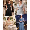 image:imagePlus Size Formal Dress  Evening Gowns Wedding Guest Mother of The Bride Sequin Lace Mermaid Tulle Hem Prom Long DressBlue