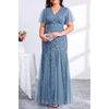 image:imagePlus Size Formal Dress  Evening Gowns Wedding Guest Mother of The Bride Sequin Lace Mermaid Tulle Hem Prom Long DressBlue