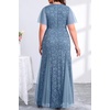 image:imagePlus Size Formal Dress  Evening Gowns Wedding Guest Mother of The Bride Sequin Lace Mermaid Tulle Hem Prom Long DressBlue