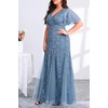 image:imagePlus Size Formal Dress  Evening Gowns Wedding Guest Mother of The Bride Sequin Lace Mermaid Tulle Hem Prom Long DressBlue