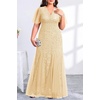 image:imagePlus Size Formal Dress  Evening Gowns Wedding Guest Mother of The Bride Sequin Lace Mermaid Tulle Hem Prom Long DressGold