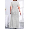 image:imagePlus Size Formal Dress  Evening Gowns Wedding Guest Mother of The Bride Sequin Lace Mermaid Tulle Hem Prom Long DressGrey
