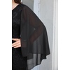 image:imagePlus Size Formal Dresses  Chiffon Capelet Ruffle Sleeves V Neck Lace Mermaid Evening Gown Prom Long Maxi Dresses 2025Black