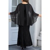 image:imagePlus Size Formal Dresses  Chiffon Capelet Ruffle Sleeves V Neck Lace Mermaid Evening Gown Prom Long Maxi Dresses 2025Black
