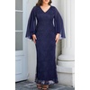 image:imagePlus Size Formal Dresses  Chiffon Capelet Ruffle Sleeves V Neck Lace Mermaid Evening Gown Prom Long Maxi Dresses 2025Navy Blue