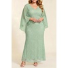 image:imagePlus Size Formal Dresses  Chiffon Capelet Ruffle Sleeves V Neck Lace Mermaid Evening Gown Prom Long Maxi Dresses 2025Sage Green