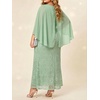 image:imagePlus Size Formal Dresses  Chiffon Capelet Ruffle Sleeves V Neck Lace Mermaid Evening Gown Prom Long Maxi Dresses 2025Sage Green