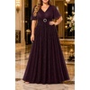 image:imagePlus Size Formal Dresses  Evening Gown Sparkly Sequin Glitter Prom Gala Ball Wedding Guest Maxi Dress with Short SleeveBurgundy Purple