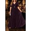 image:imagePlus Size Formal Dresses  Evening Gown Sparkly Sequin Glitter Prom Gala Ball Wedding Guest Maxi Dress with Short SleeveBurgundy Purple