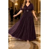 image:imagePlus Size Formal Dresses  Evening Gown Sparkly Sequin Glitter Prom Gala Ball Wedding Guest Maxi Dress with Short SleeveBurgundy Purple
