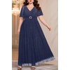 image:imagePlus Size Formal Dresses  Evening Gown Sparkly Sequin Glitter Prom Gala Ball Wedding Guest Maxi Dress with Short SleeveNavy Blue
