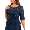image:imagePlus Size Formal Dresses  Mother of The Bride Evening Gowns Wedding Guest Sequin Lace Bodice Long Dress WomenNavy Blue