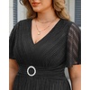 image:imagePlus Size Formal Dresses  Wedding Guest Evening Gown Sparkly Sequin Prom Gala Ball Maxi Dress with Short SleevesBlack