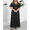 image:imagePlus Size Formal Dresses  Wedding Guest Evening Gown Sparkly Sequin Prom Gala Ball Maxi Dress with Short SleevesBlack