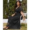 image:imagePlus Size Formal Dresses  Wedding Guest Evening Gown Sparkly Sequin Prom Gala Ball Maxi Dress with Short SleevesBlack