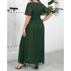 image:imagePlus Size Formal Dresses  Wedding Guest Evening Gown Sparkly Sequin Prom Gala Ball Maxi Dress with Short SleevesGreen