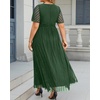 image:imagePlus Size Formal Dresses  Wedding Guest Evening Gown Sparkly Sequin Prom Gala Ball Maxi Dress with Short SleevesGreen