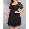 image:imagePlus Size Graduation Dress  Summer Swiss Dot Sweetheart Neckline Short Sundress Puff Sleeve Cute Flowy Chiffon DressesBlack Short Sleeve