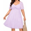 image:imagePlus Size Graduation Dress  Summer Swiss Dot Sweetheart Neckline Short Sundress Puff Sleeve Cute Flowy Chiffon DressesLavender Short Sleeve