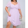 image:imagePlus Size Graduation Dress  Summer Swiss Dot Sweetheart Neckline Short Sundress Puff Sleeve Cute Flowy Chiffon DressesLavender Short Sleeve