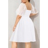 image:imagePlus Size Graduation Dress  Summer Swiss Dot Sweetheart Neckline Short Sundress Puff Sleeve Cute Flowy Chiffon DressesWhite Short Sleeve
