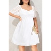 image:imagePlus Size Graduation Dress  Summer Swiss Dot Sweetheart Neckline Short Sundress Puff Sleeve Cute Flowy Chiffon DressesWhite Short Sleeve