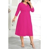 image:imagePlus Size Pink Dress Midi Fall Church Cocktail Wedding Guest Semi Formal 34 Sleeve Aline Dresses Women