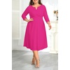image:imagePlus Size Pink Dress Midi Fall Church Cocktail Wedding Guest Semi Formal 34 Sleeve Aline Dresses Women